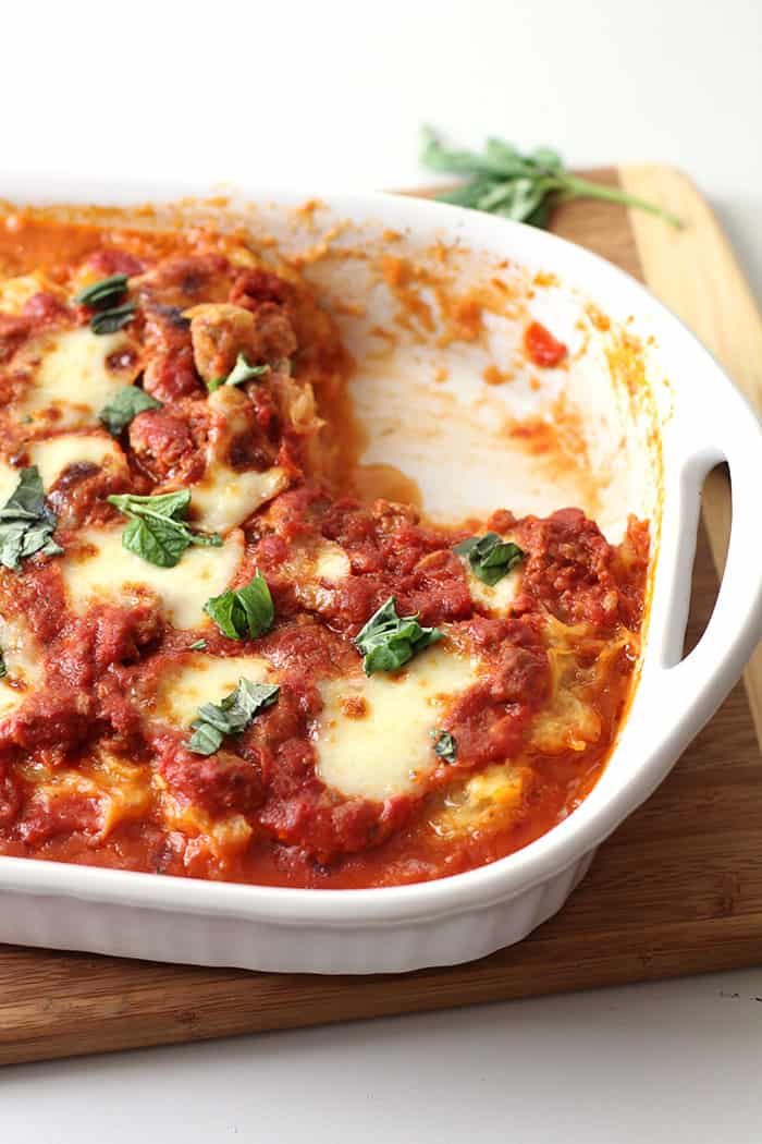 Spaghetti Squash Sausage Lasagna - SueBee Homemaker