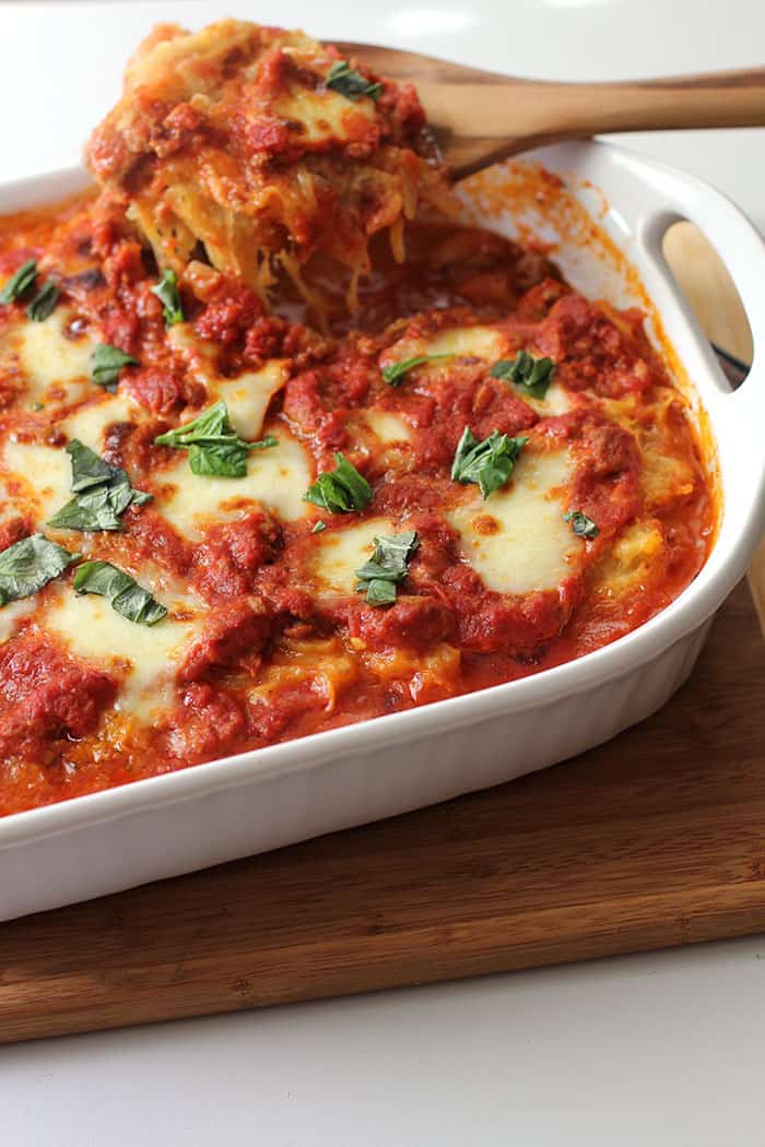 Spaghetti Squash Sausage Lasagna - SueBee Homemaker