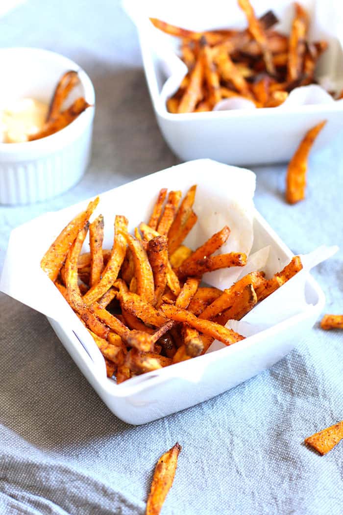 Spicy Baked Sweet Potato Fries - SueBee Homemaker