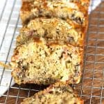 Rhubarb Nut Bread combines tart rhubarb with brown sugar, oil, nuts, and other ingredients - to make the most delicious quick bread of all time! | suebeehomemaker.com