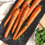 Honey Roasted Carrots are a simple side dish, combining carrots with olive oil and honey, salt and pepper, and fresh parsley! | suebeehomemaker.com
