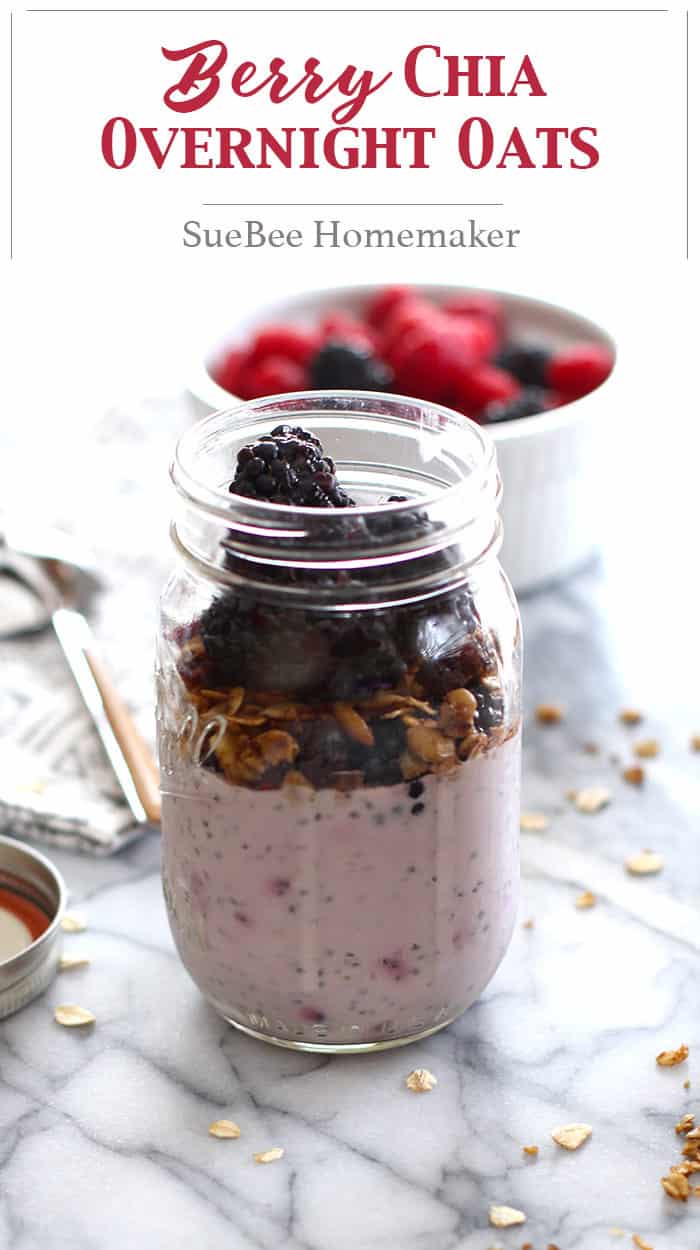 A mason jar of overnight oats topped with fruit.