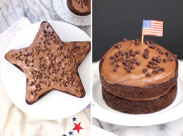 Two other versions of the cake - one in the shape of a giant star, and the second one as a mini stacked version.