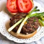 Spicy Jalapeño Burgers combine ground sirloin with diced onions, bell peppers, and jalapeño peppers, making these moist and moderately spicy! | suebeehomemaker.com