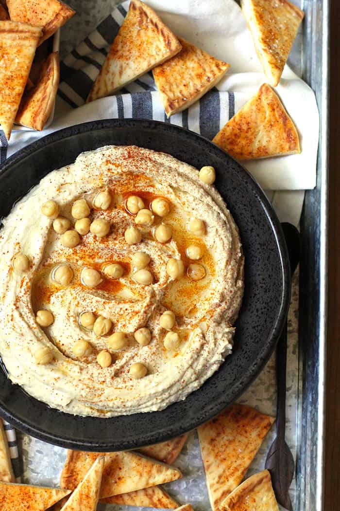 Homemade Hummus and Pita Chips - SueBee Homemaker