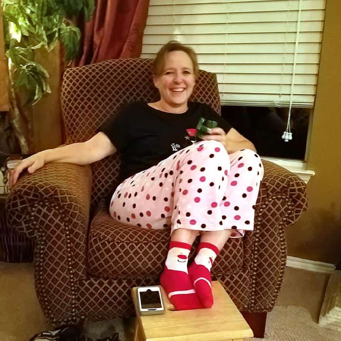 The best Christmas celebrations are spent with people you love. In pajamas with slippers, robes, and Sangria. Pigtails optional. | suebeehomemaker.com