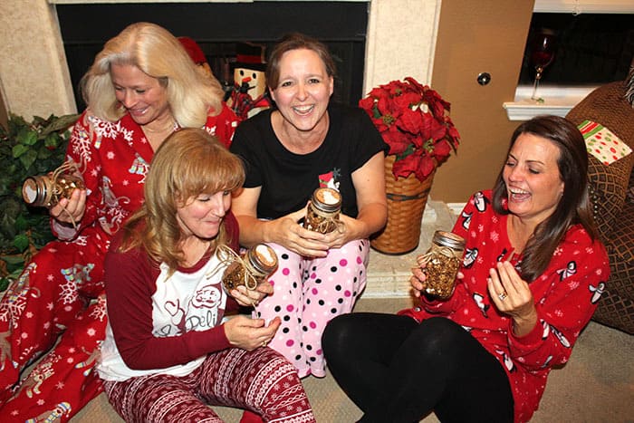 The best Christmas celebrations are spent with people you love. In pajamas with slippers, robes, and Sangria. Pigtails optional. | suebeehomemaker.com