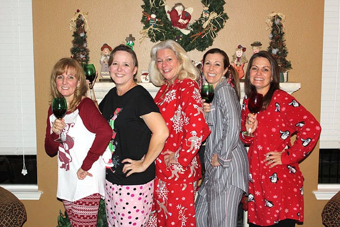 The best Christmas celebrations are spent with people you love. In pajamas with slippers, robes, and Sangria. Pigtails optional. | suebeehomemaker.com