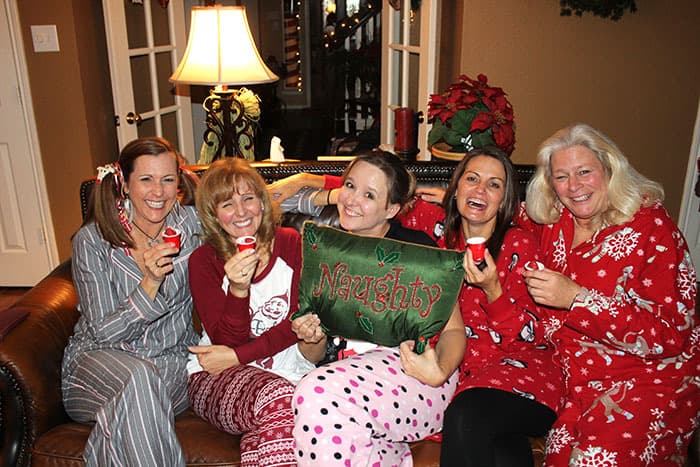 The best Christmas celebrations are spent with people you love. In pajamas with slippers, robes, and Sangria. Pigtails optional. | suebeehomemaker.com