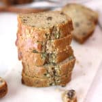 I'm loving this new quick bread recipe. Zucchini Nut Bread uses fresh zucchini, chopped pecans, and less sugar - making this a lighter version of the seasonal zucchini recipe. Unbelievably moist and delish! | suebeehomemaker.com