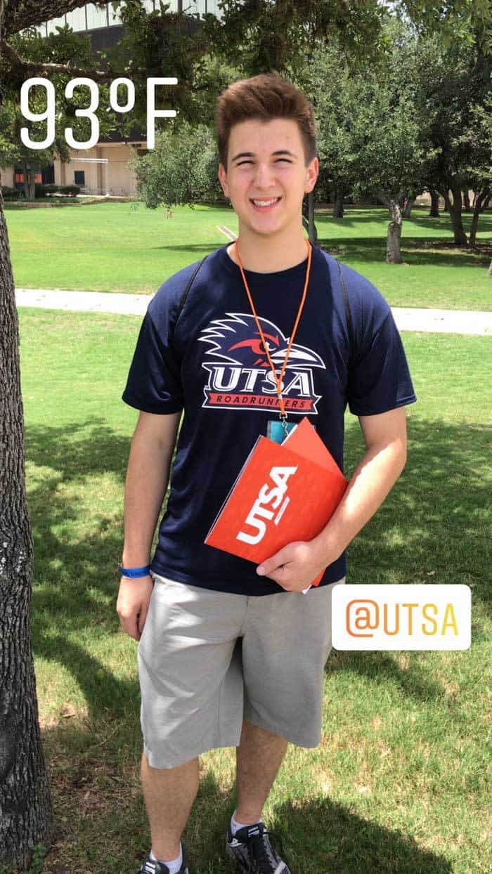 Zach is off to UTSA to begin college.