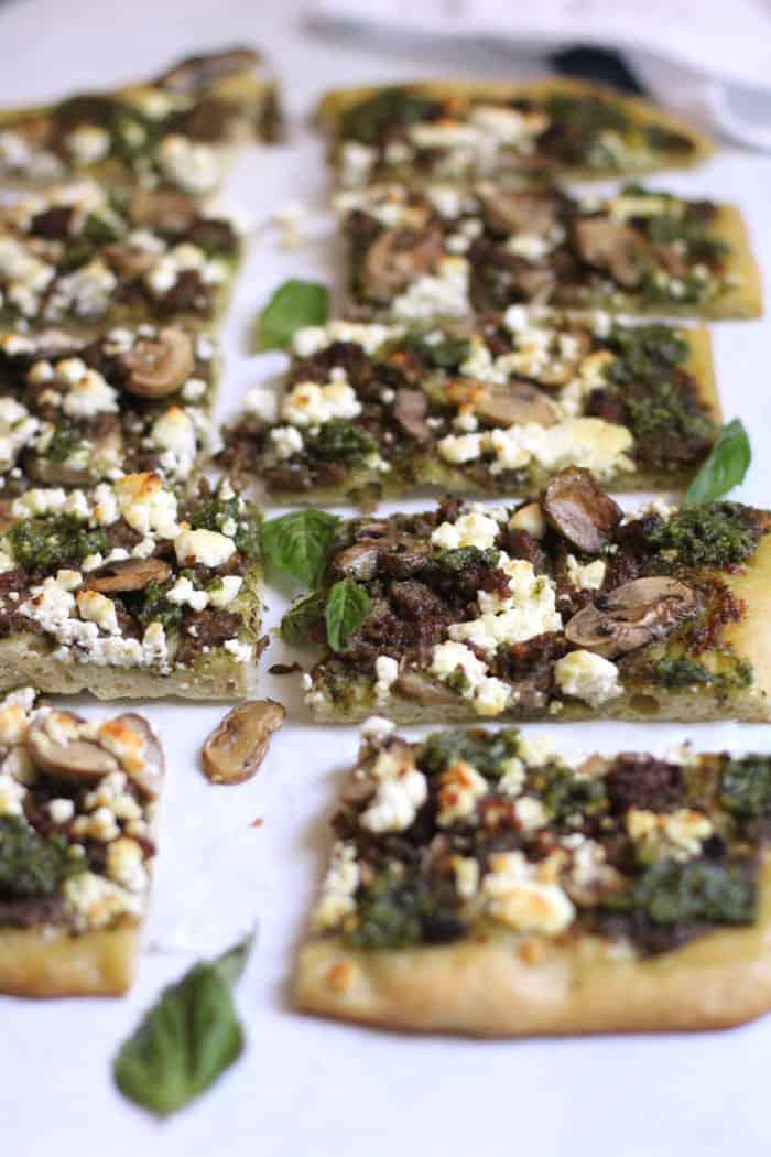 Sausage and Mushroom Pesto Flatbread SueBee Homemaker