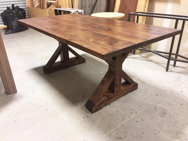 Our finished hand distressed farmhouse table.