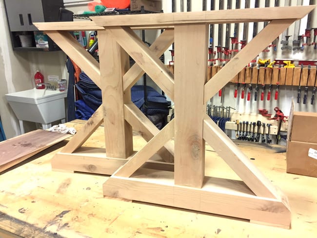 Picture of the table legs, before being stained and treated.