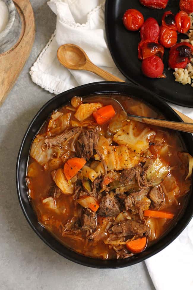 Shredded Beef Cabbage Soup With Tomatoes Suebee Homemaker