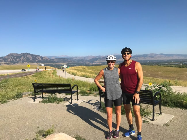 Sue and Mike on a bike ride in Boulder, Colorado.