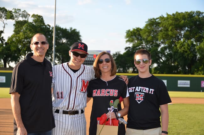 Mike, Josh, Sue, and Zach at Marcus High School Senior Night for baseball.