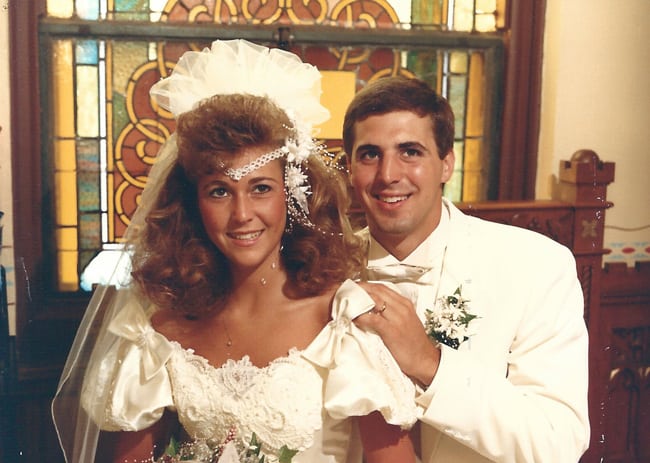 Sue and Mike at their wedding in 1989.