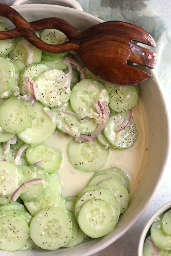 Mom's Best Creamy Cucumber Salad - SueBee Homemaker