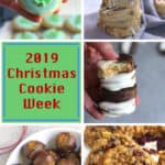 A collage of five Christmas cookie recipes - sugar cookies, shortbread, ritz peanut butter, gingerbread truffles, cranberry oatmeal.