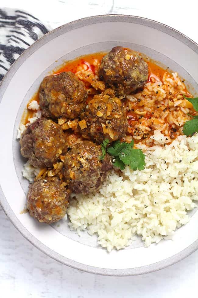 Curried Meatballs and Rice
