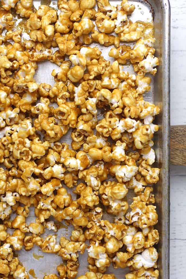 caramel popcorn in popcorn machine