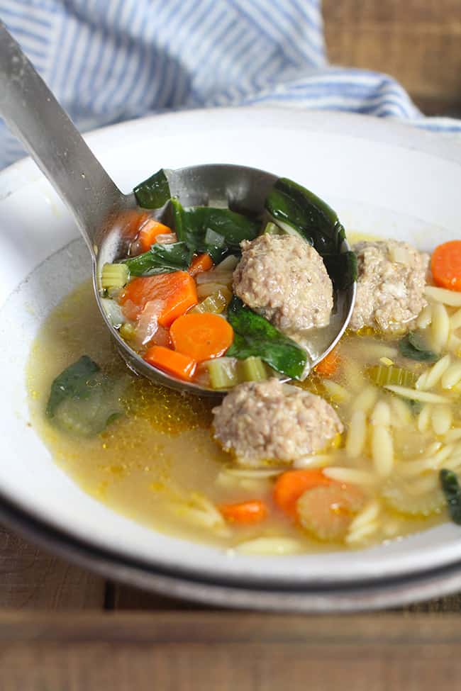 Turkey Meatball Italian Wedding Soup - SueBee Homemaker