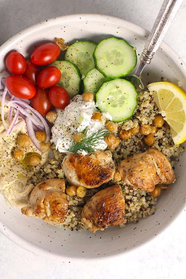 Mediterranean Grain Bowls with Chicken - SueBee Homemaker