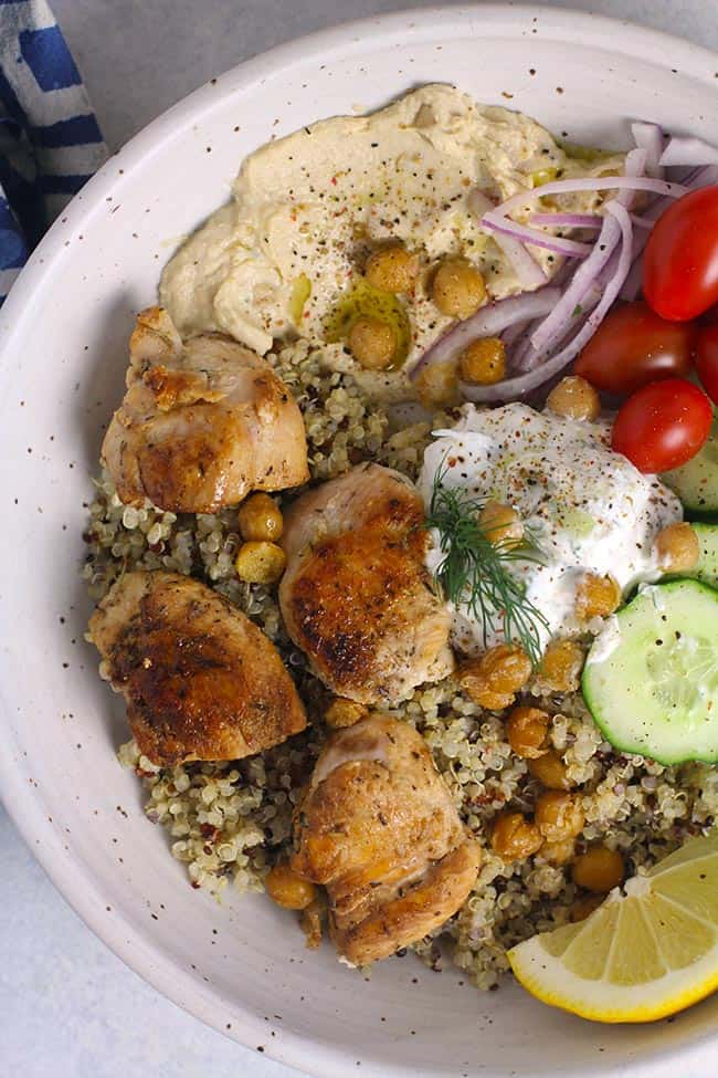 Mediterranean Grain Bowls with Chicken - SueBee Homemaker