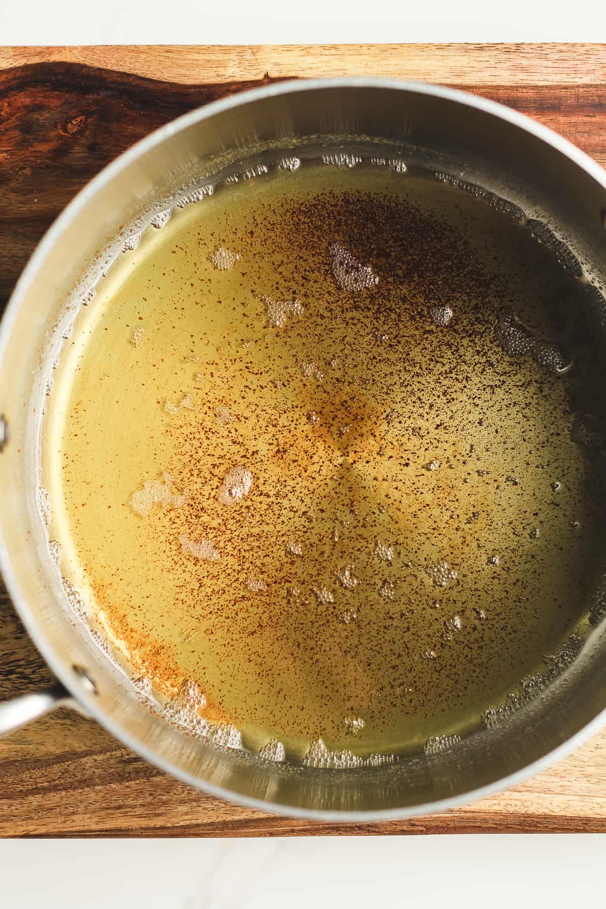 A pan of browned butter.