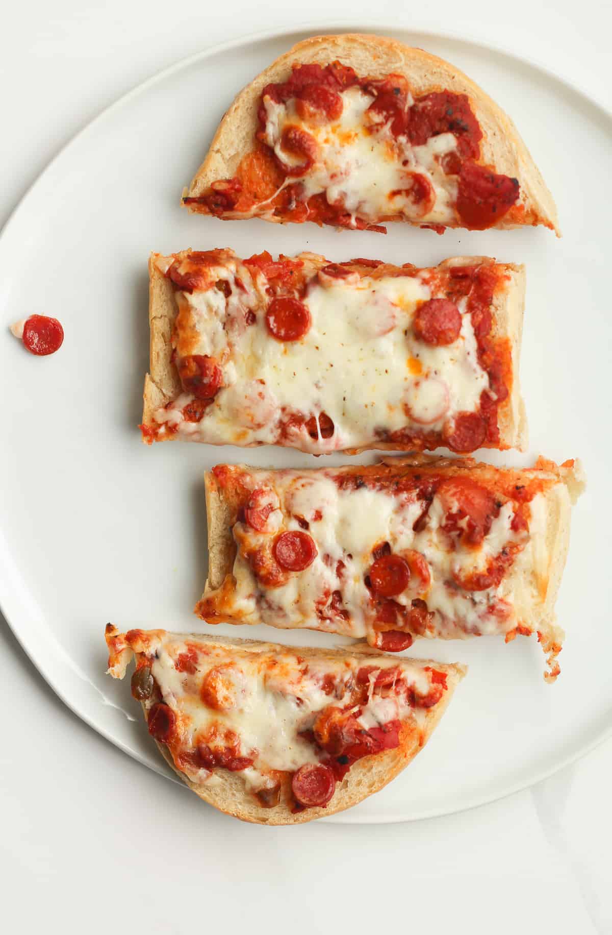 A plate of pizza French bread.