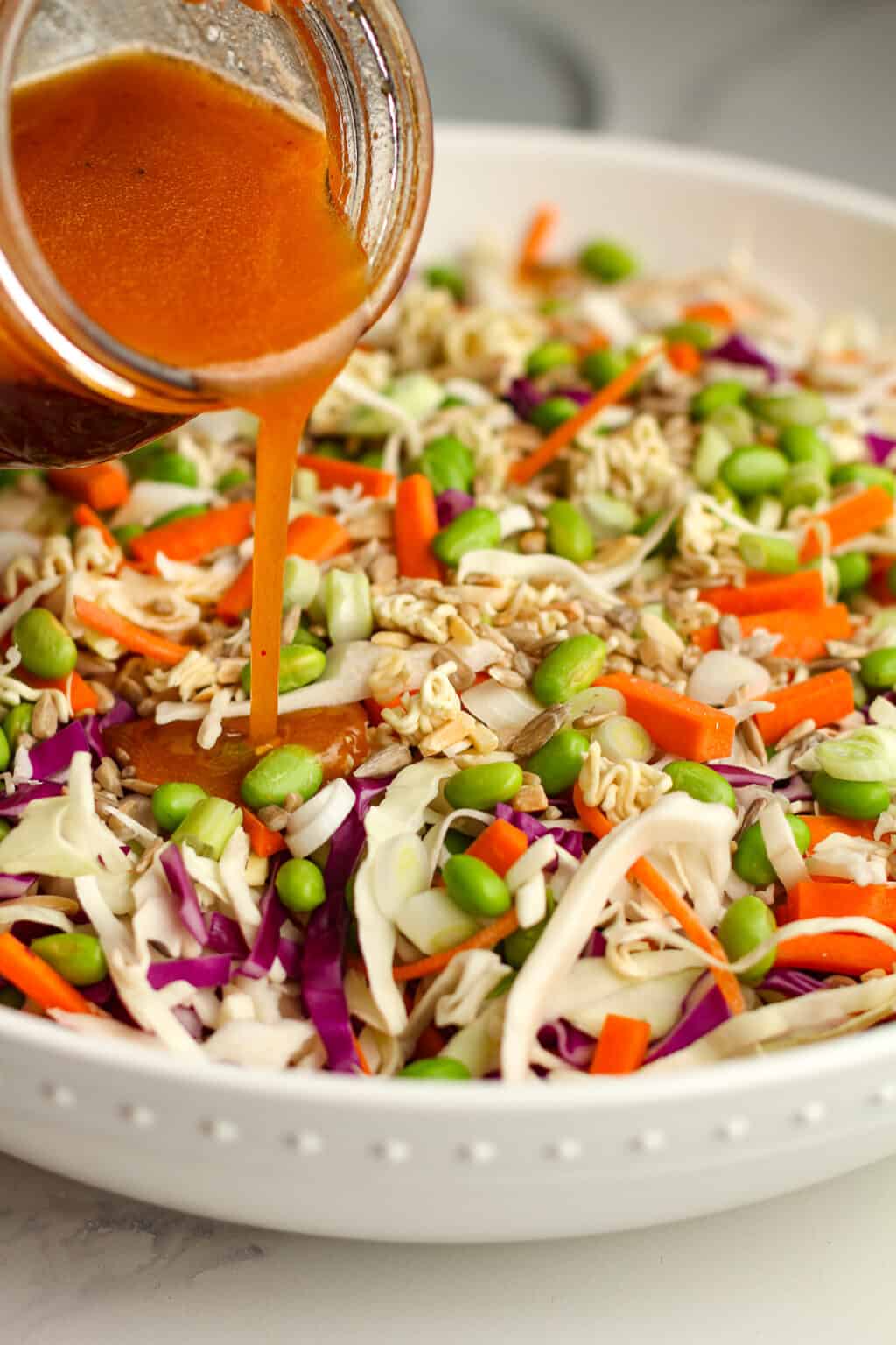 Crunchy Asian Cabbage Salad with Ramen Noodles - SueBee Homemaker