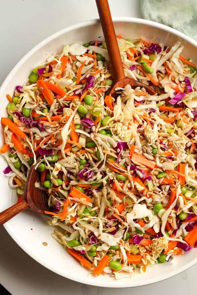 Crunchy Asian Cabbage Salad with Ramen Noodles - SueBee Homemaker