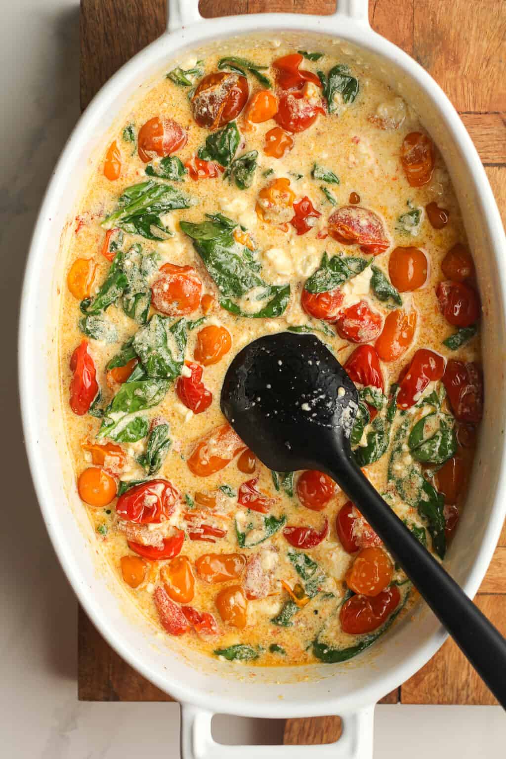 Baked Feta Pasta with Spinach - SueBee Homemaker