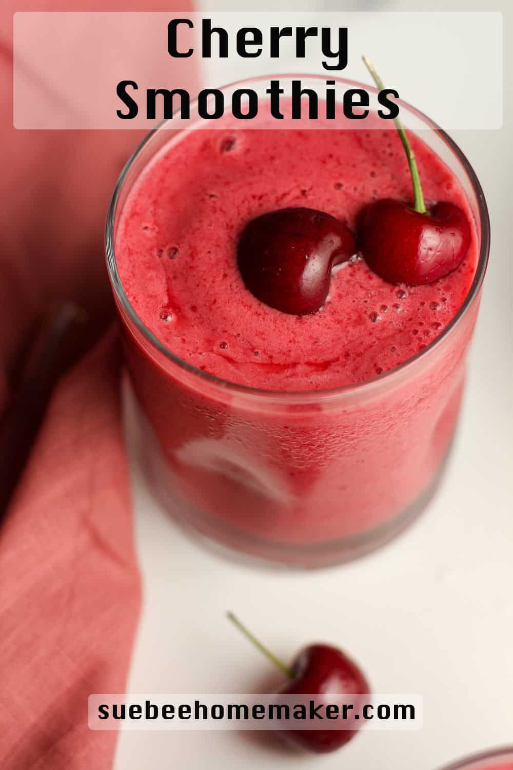 A glass of cherry smoothie.