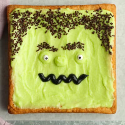 A square of Frankenstein cake.