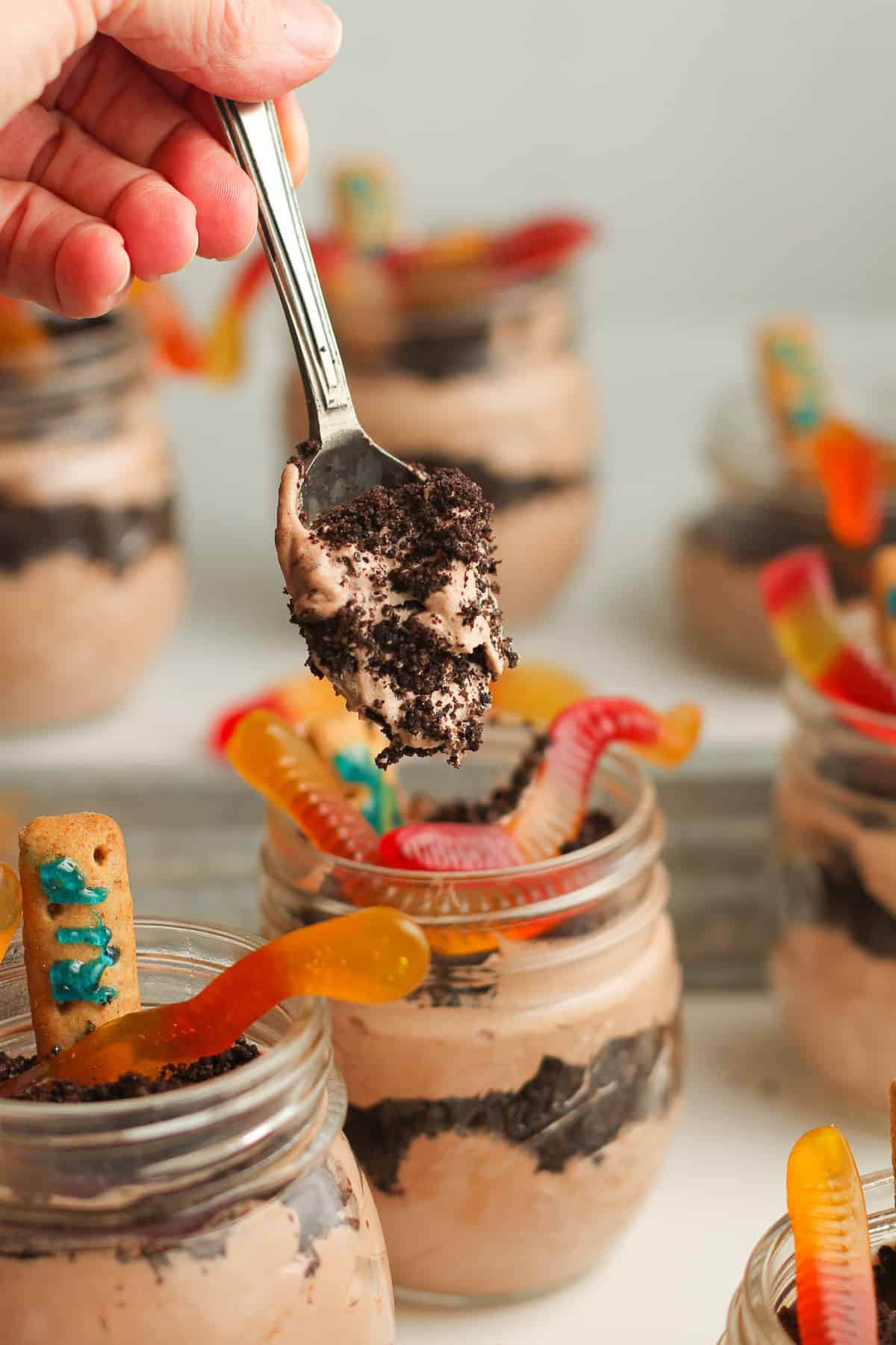 A spoonful of the dirt cup.