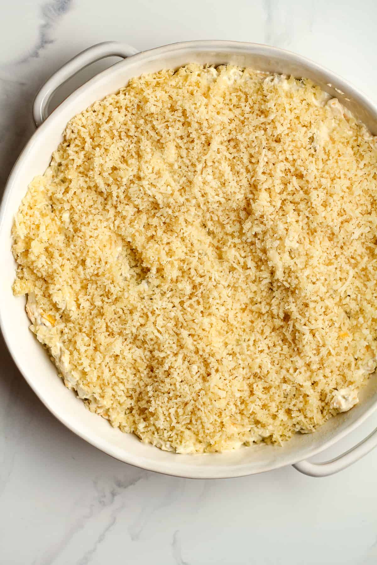 The dip with breadcrumb topping.