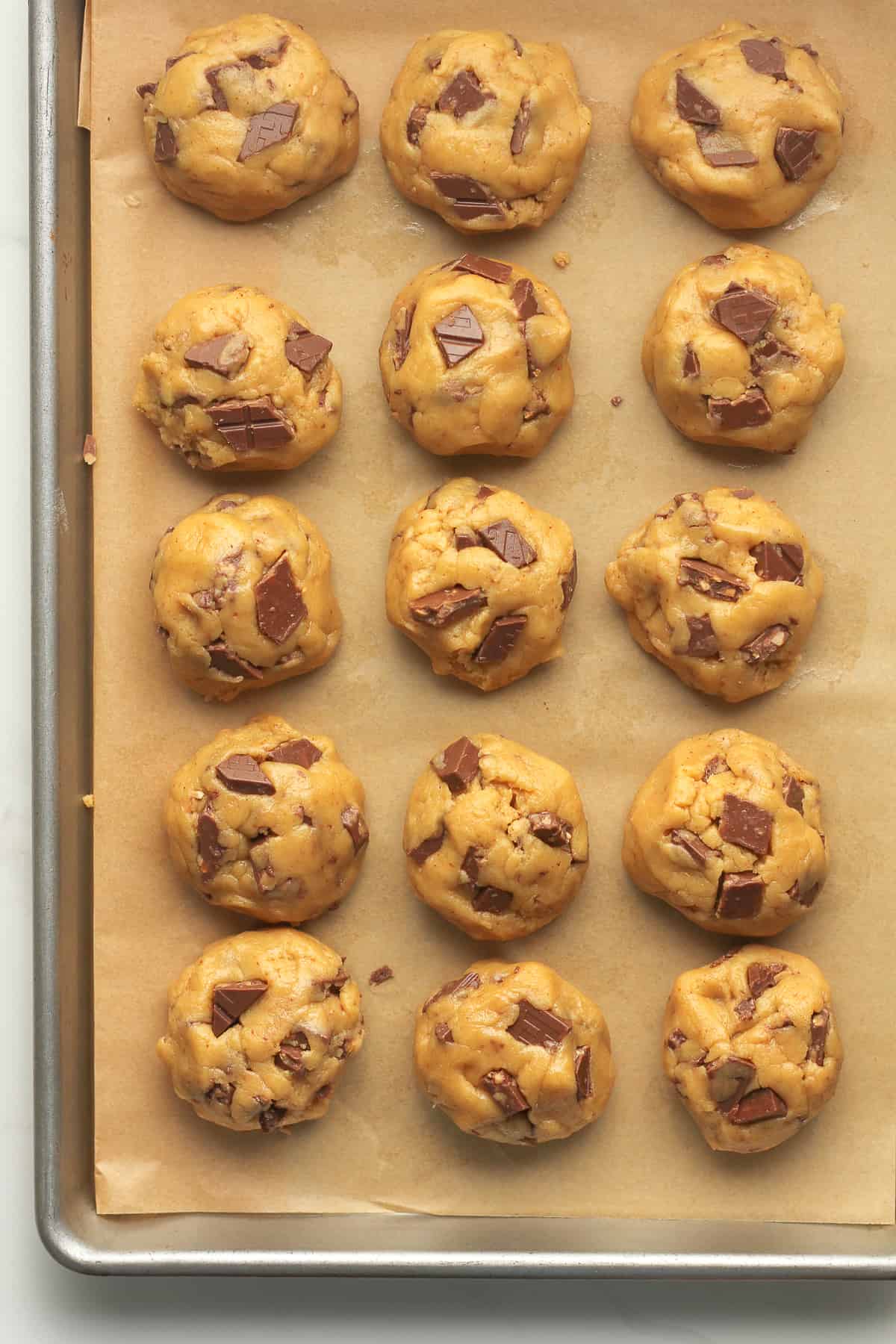 A pan of toffee cookie balls.