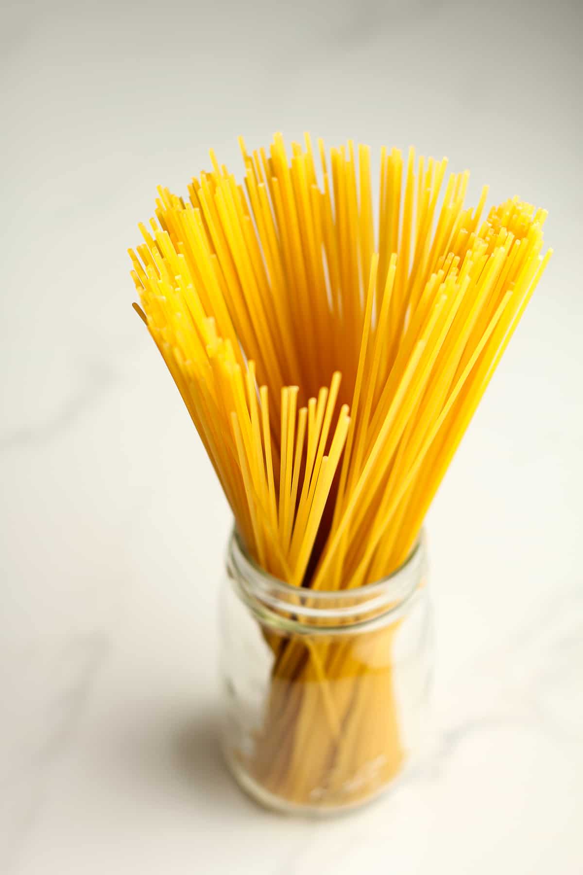 A jar of the spaghetti noodles.
