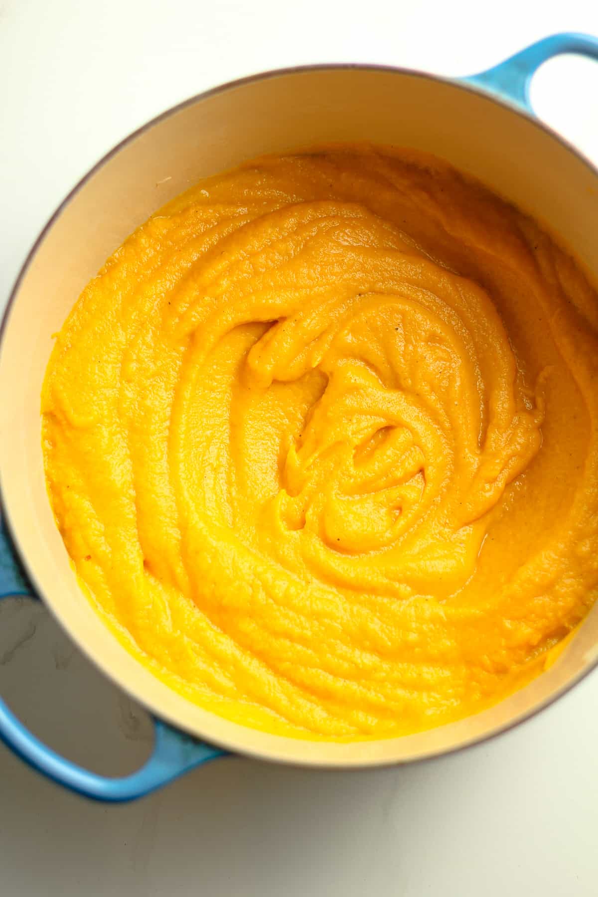 A pot of the squash and apple puree.