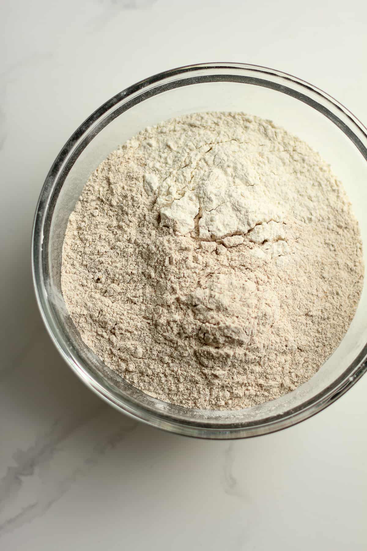 The flour in a bowl.