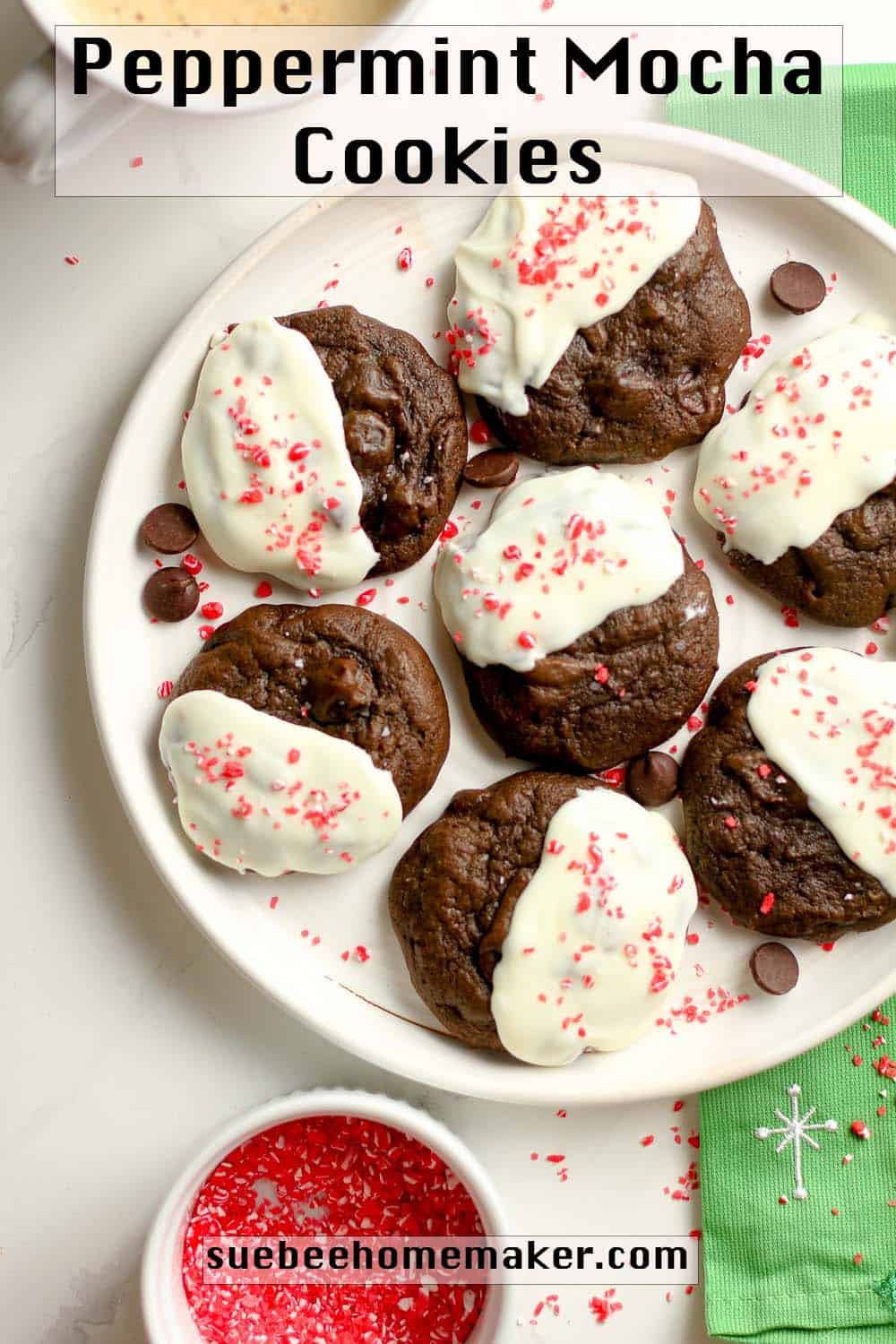 A plate of peppermint mocha cookies.