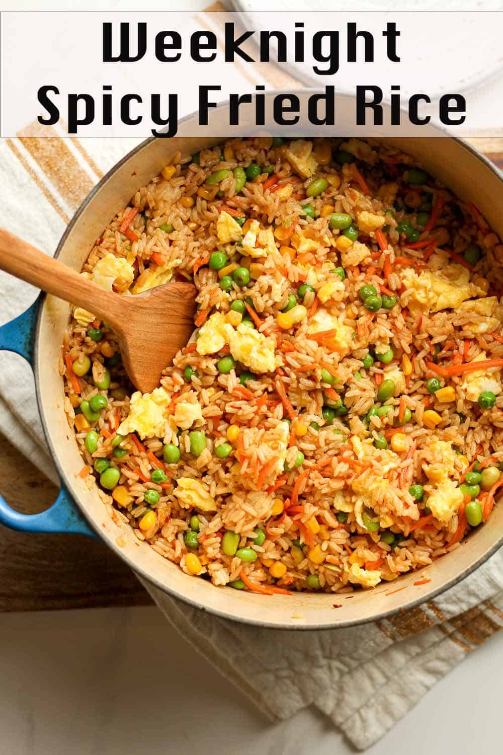 A stock pot of weeknight spicy fried rice.
