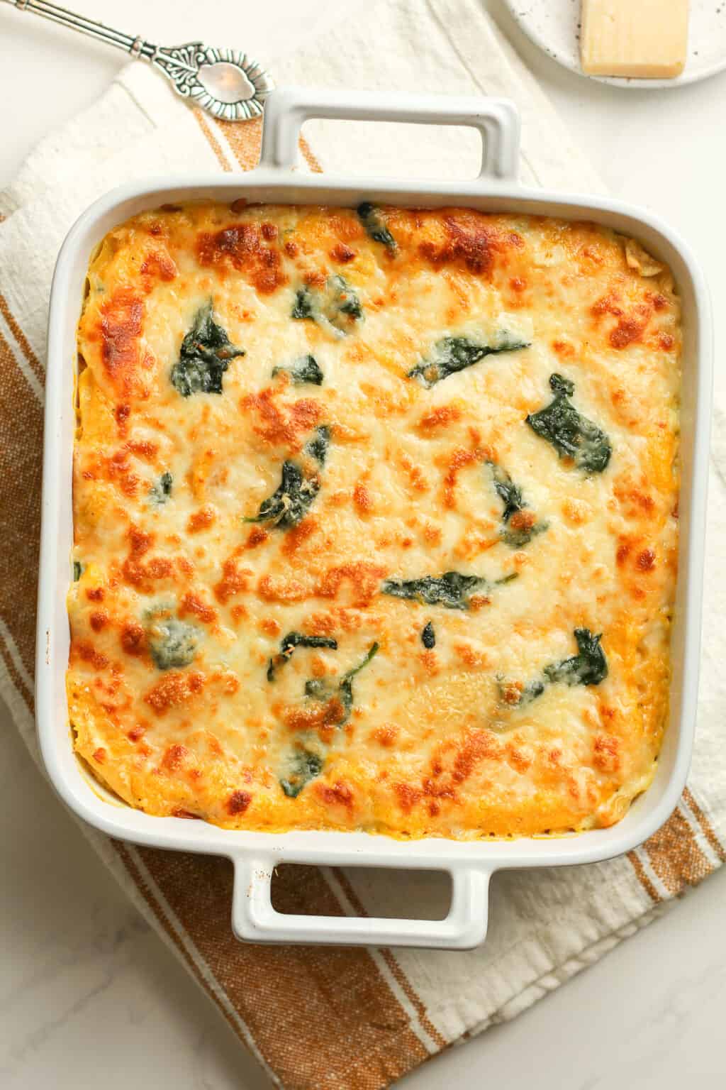 Roasted Butternut Squash Lasagna With Spinach - SueBee Homemaker