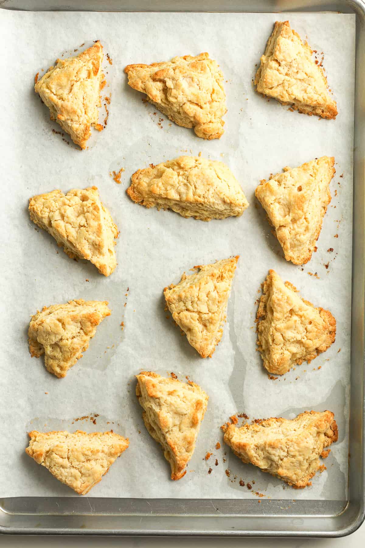 The baked scones on a baking sheet.
