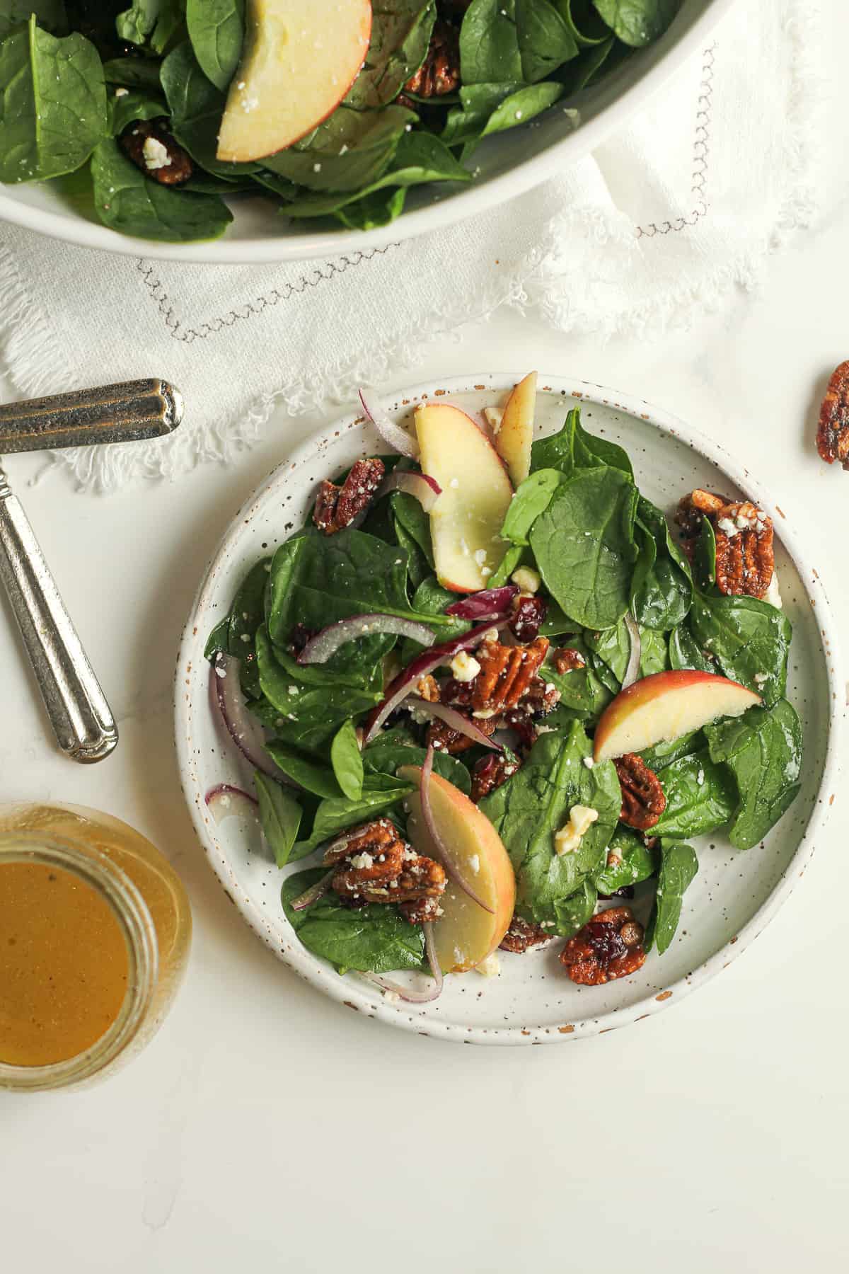 Overview of a plate of salad.