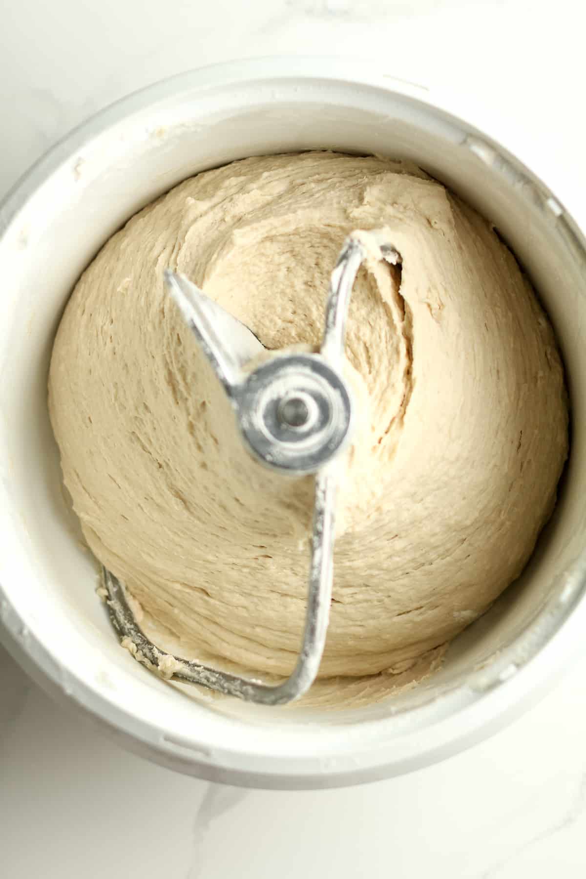 A mixer with the bread dough.