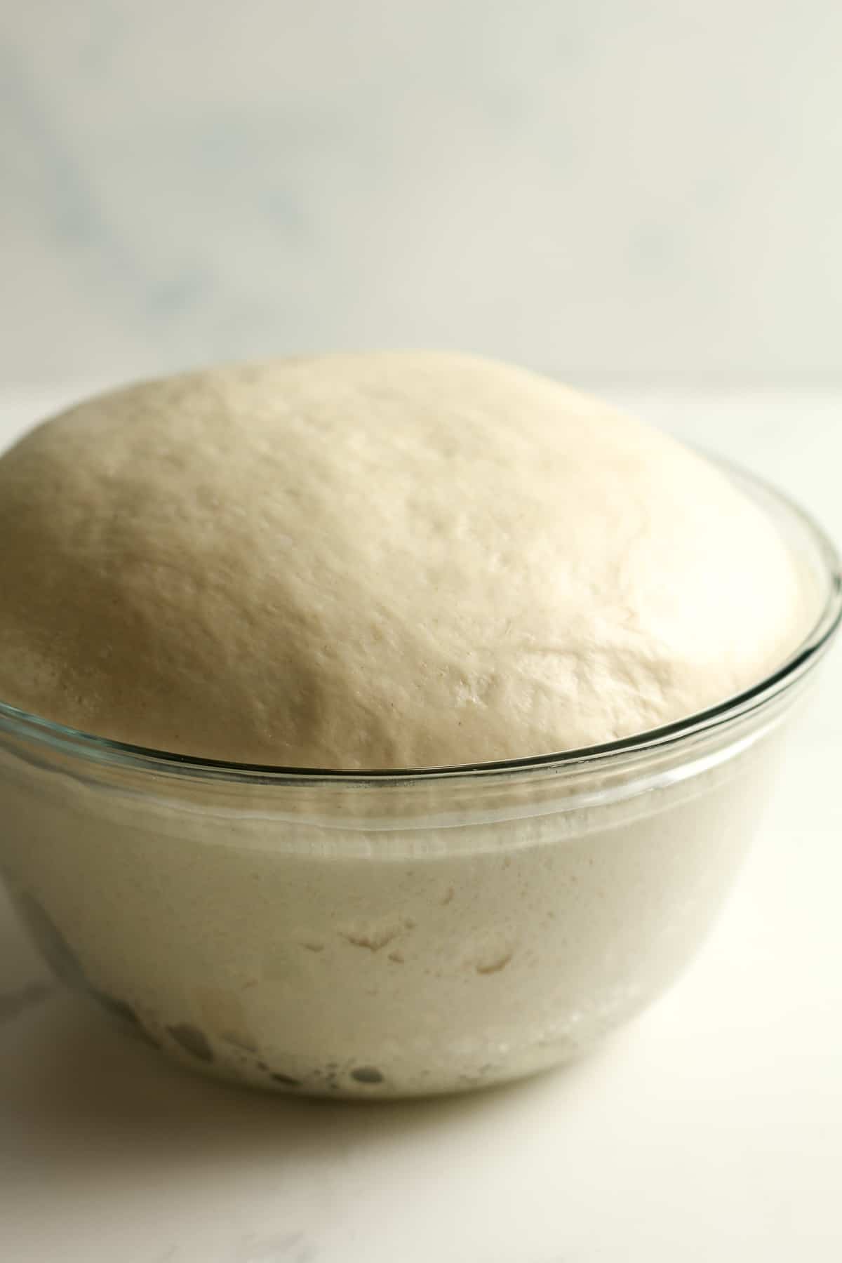 Side view of the bread dough.