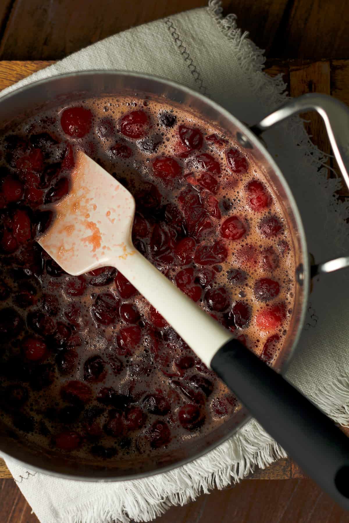 A pan of the sauce as it starts to cook.